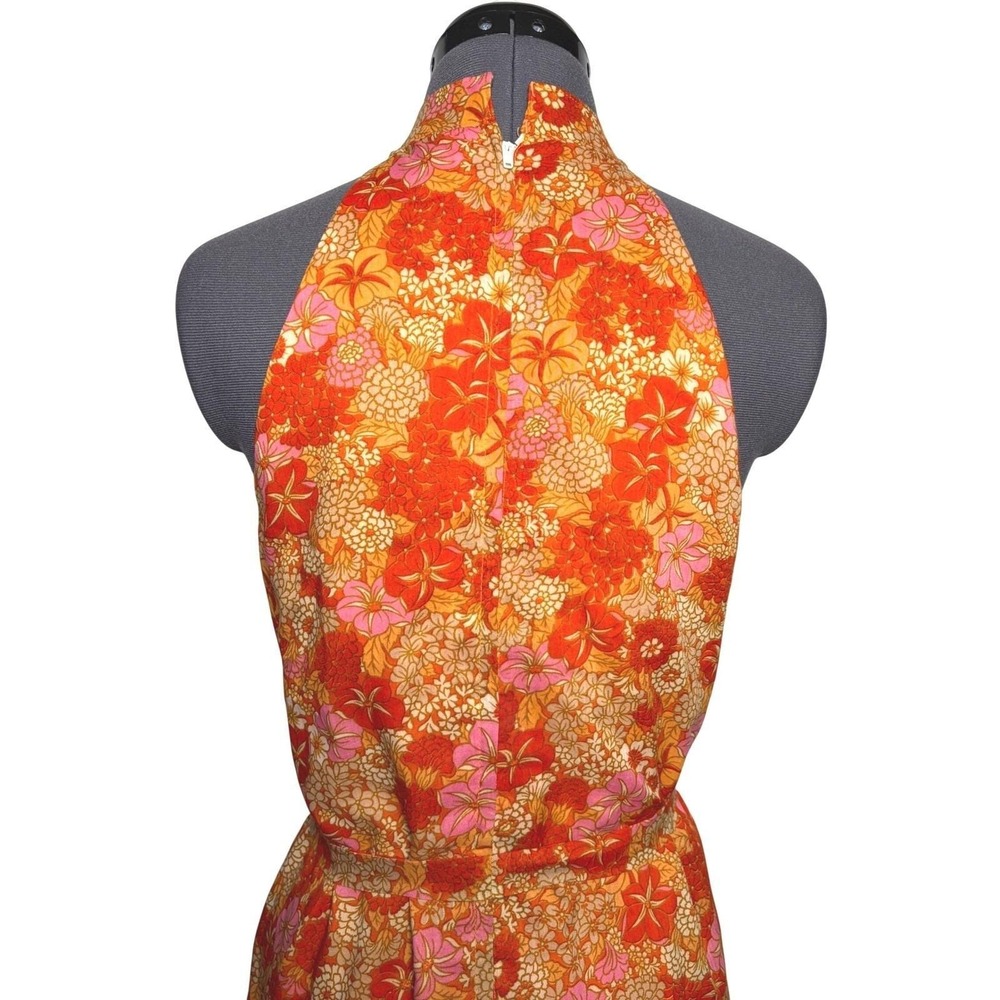 Vtg 60s 70s Floral psychedelic mod Cage Halter‎ Dress Boho 35-36-48 S/M - Picture 6 of 14
